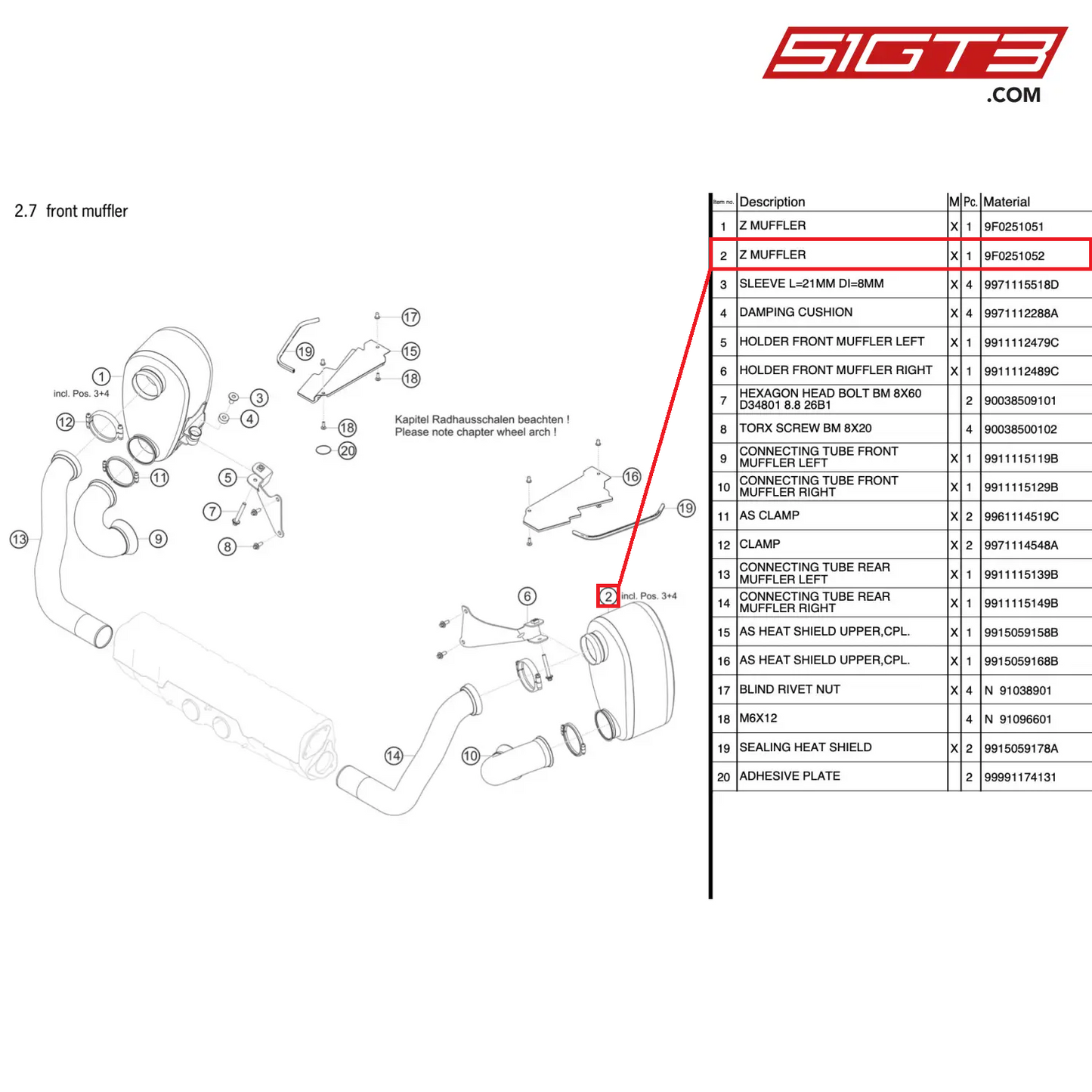 Z MUFFLER - 9F0251052 [PORSCHE 991.2 GT3 Cup]