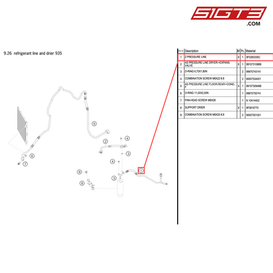 Z PRESSURE LINE - 9F0260335C [PORSCHE 911 GT2 RS Clubsport]