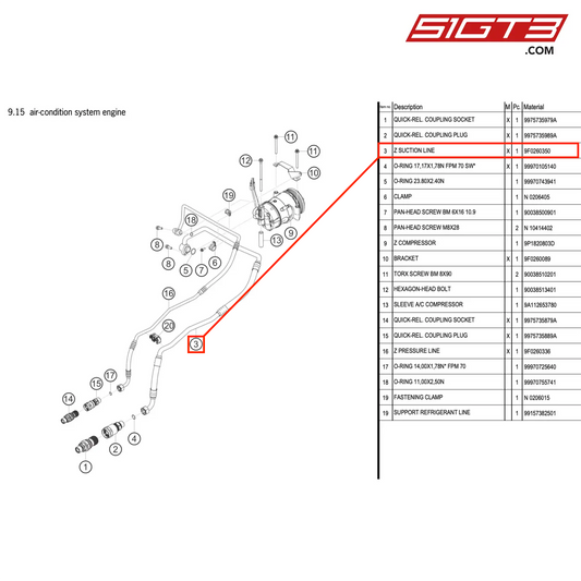 Z SUCTION LINE - 9F0260350 [PORSCHE 991.2 GT3 R]