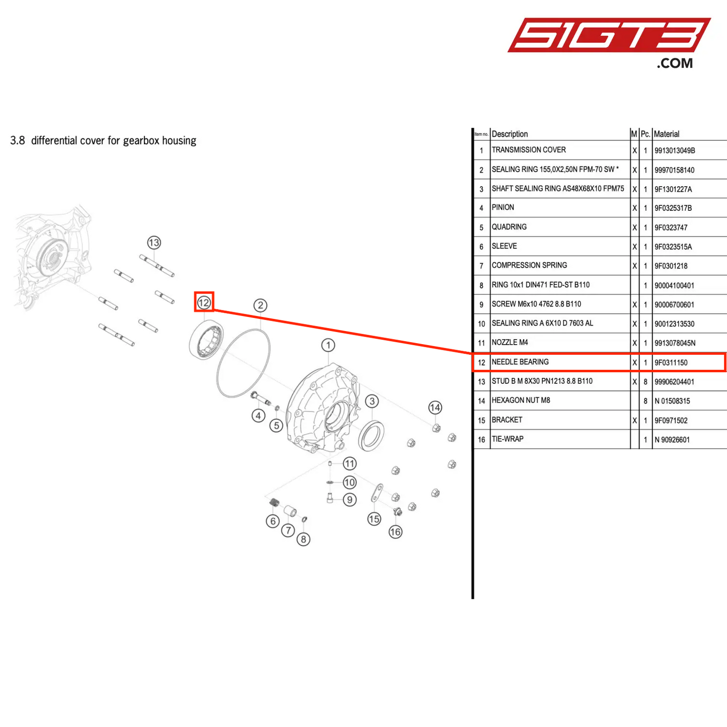 NEEDLE BEARING - 9F0311150 [PORSCHE 911 GT3 R Type 991 (GEN 2)]