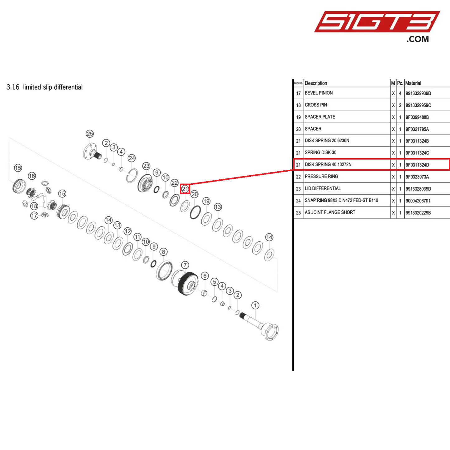 DISK SPRING 40 10272N - 9F0311324D [PORSCHE 911 GT3 R Type 991 (GEN 2)]