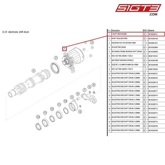 Z SHIFT MECHANISM - 9F0325081G [PORSCHE 991.2 GT3 R]