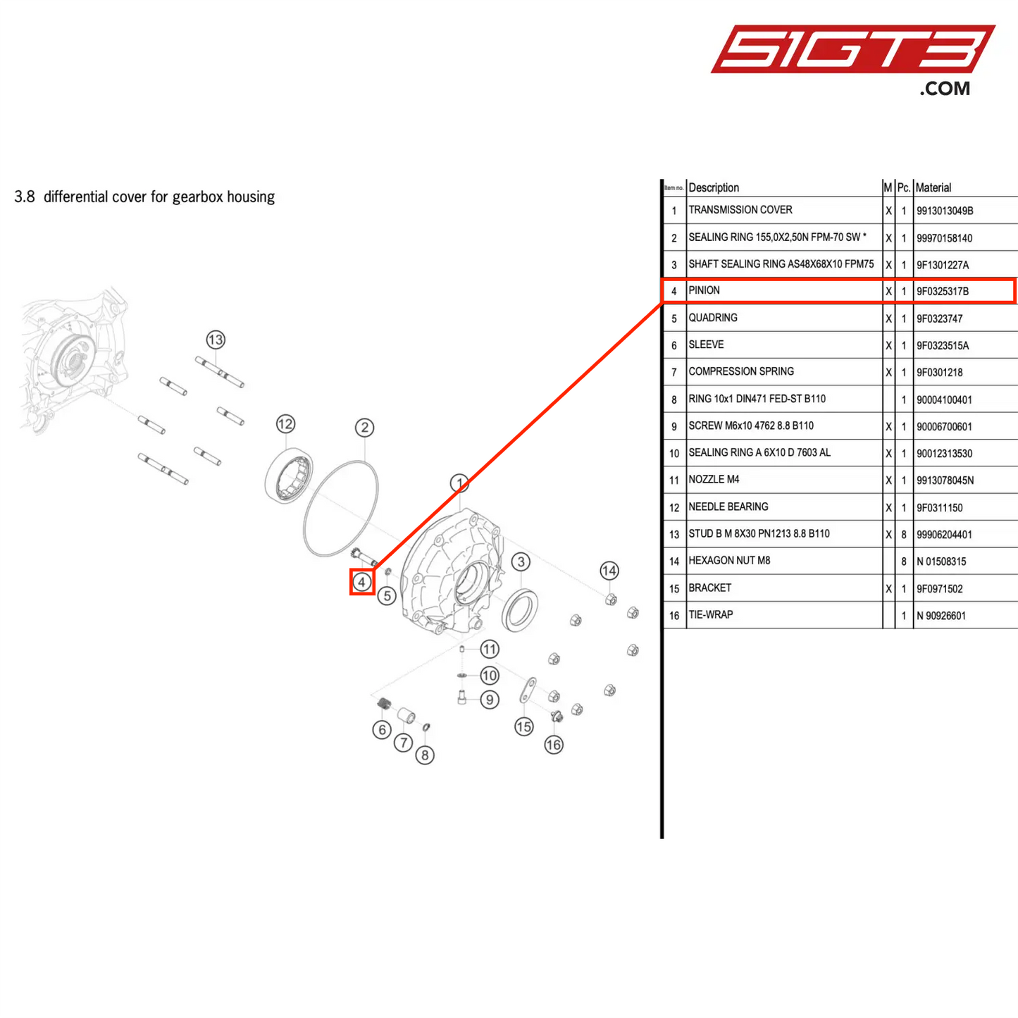 PINION - 9F0325317B [PORSCHE 911 GT3 R Type 991 (GEN 2)]