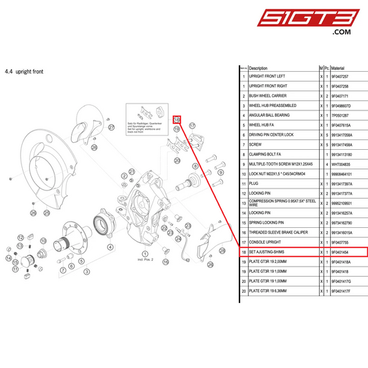 SET ANPASSUNGSSCHEIBEN - 9F0401454 [PORSCHE 991.2 GT3 R]