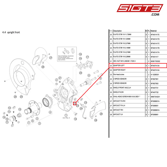 ADAPTER LEFT - 9F0407413A [PORSCHE 991.2 GT3 R]