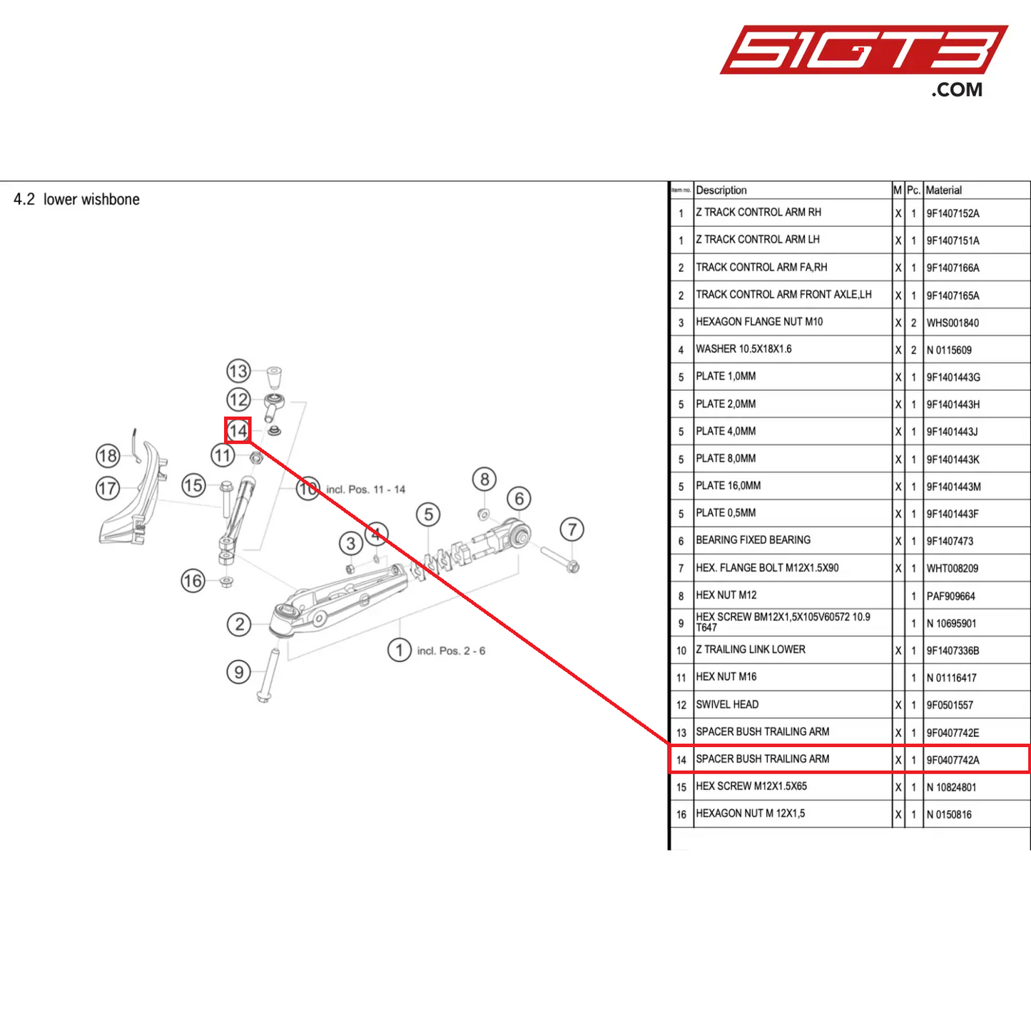 SPACER BUSH TRAILING ARM - 9F0407742A [PORSCHE 911 GT3 Cup Type 992]