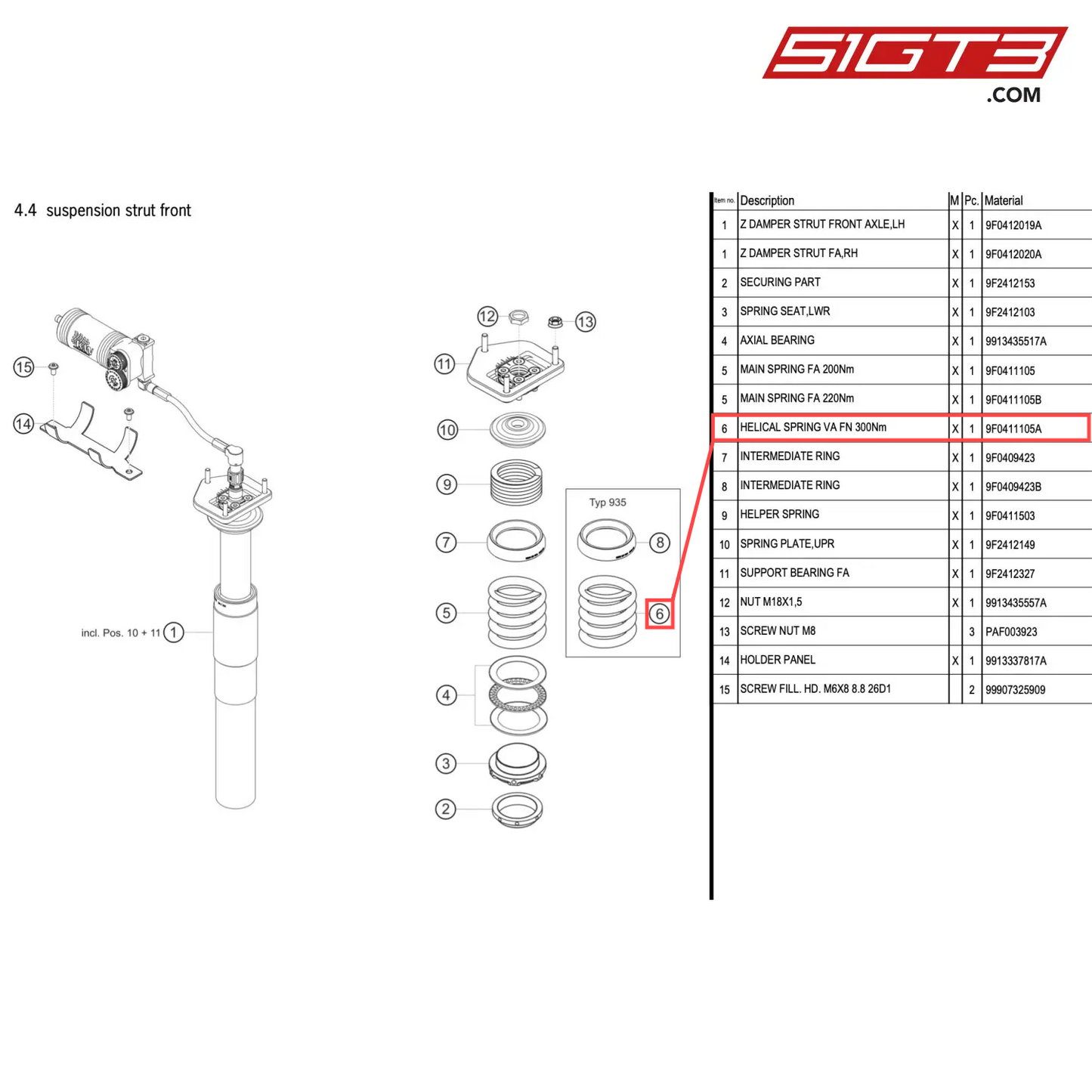 HELICAL SPRING VA FN 300Nm - 9F0411105A [PORSCHE 911 GT2 RS Clubsport]