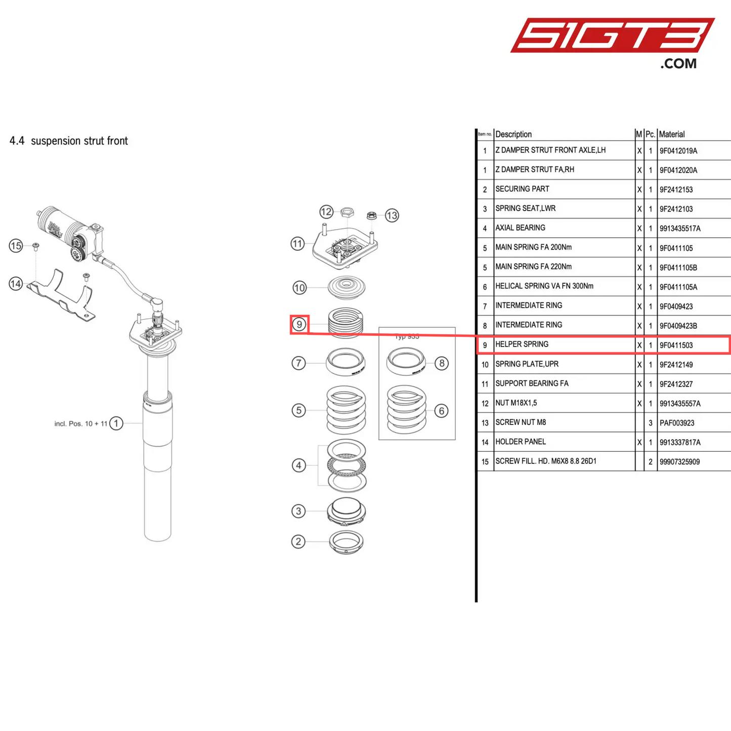 HELPER SPRING - 9F0411503 [PORSCHE 911 GT2 RS Clubsport]