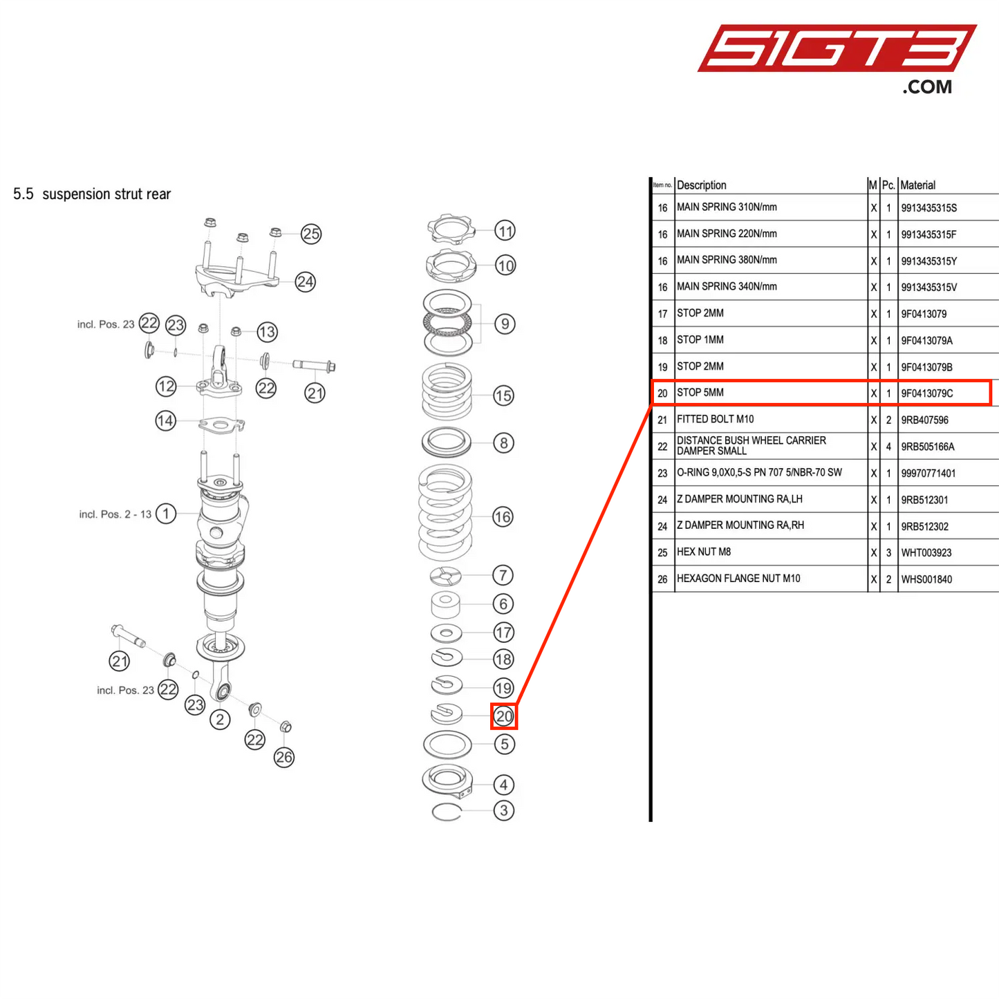 STOP 5MM - 9F0413079C [PORSCHE 992.1 GT3 R]