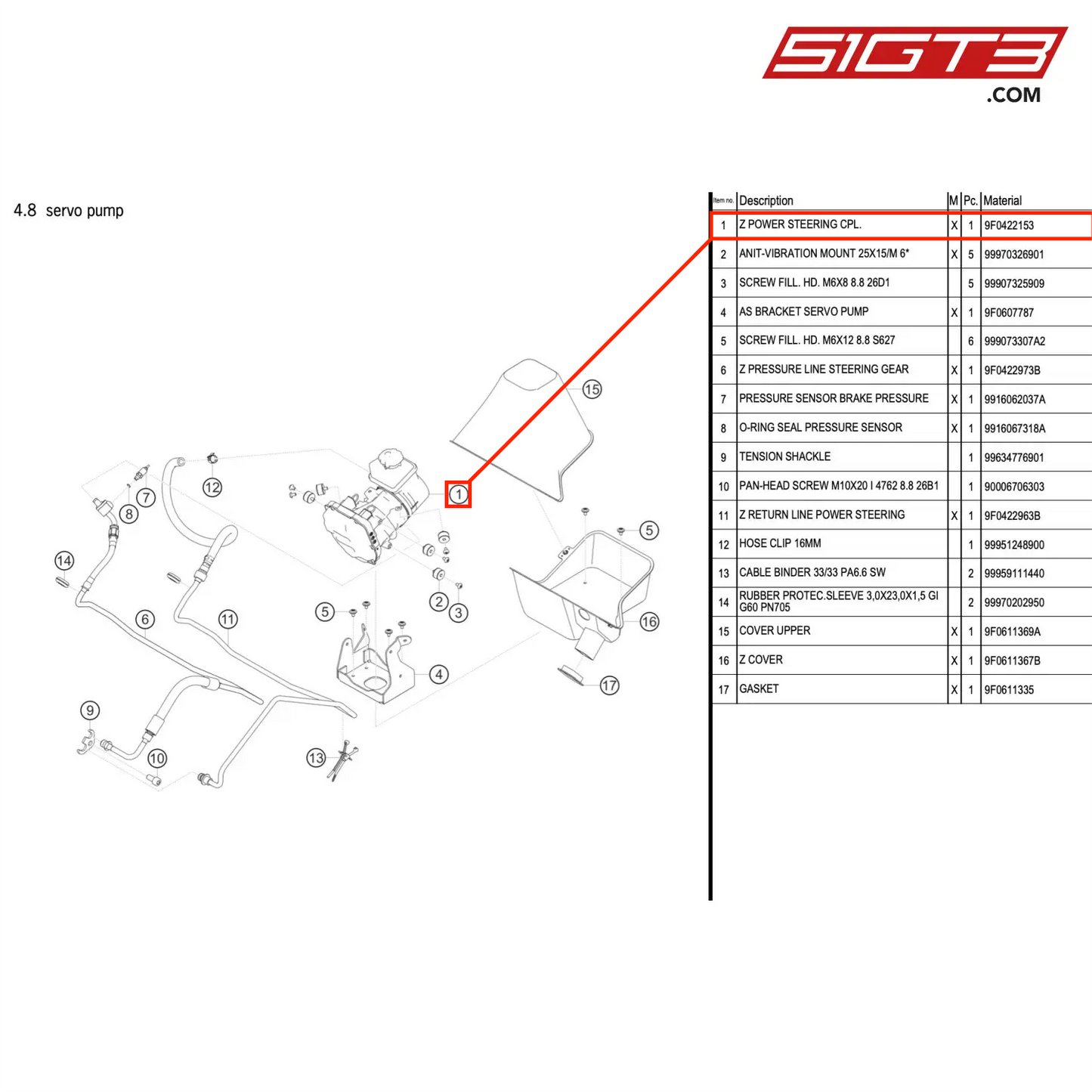 Z POWER STEERING CPL. - 9F0422153 [PORSCHE 991.2 GT3 R]