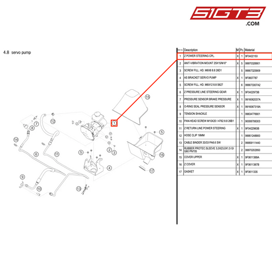 Z POWER STEERING CPL. - 9F0422153 [PORSCHE 991.2 GT3 R]