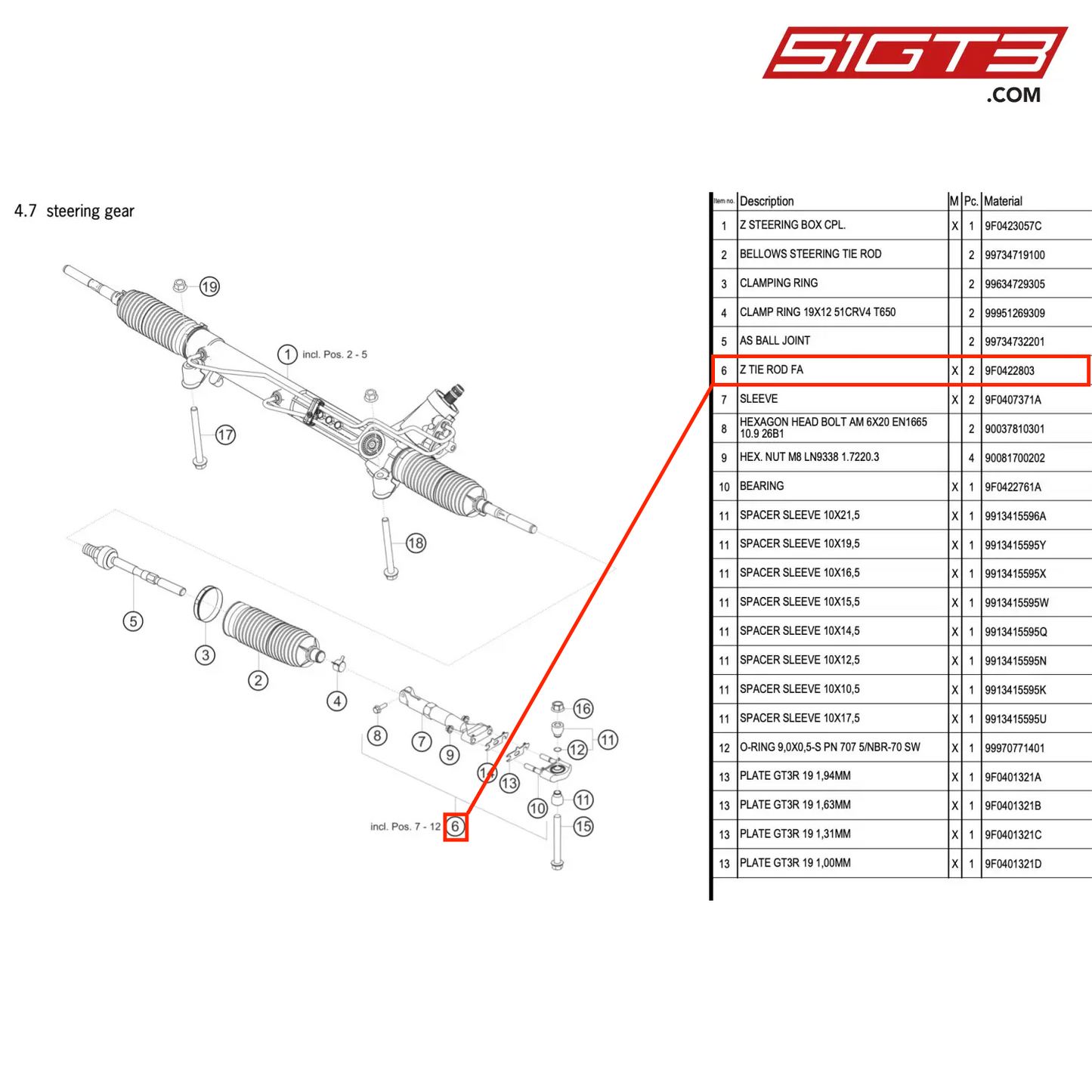 Z TIE ROD FA - 9F0422803 [PORSCHE 991.2 GT3 R]