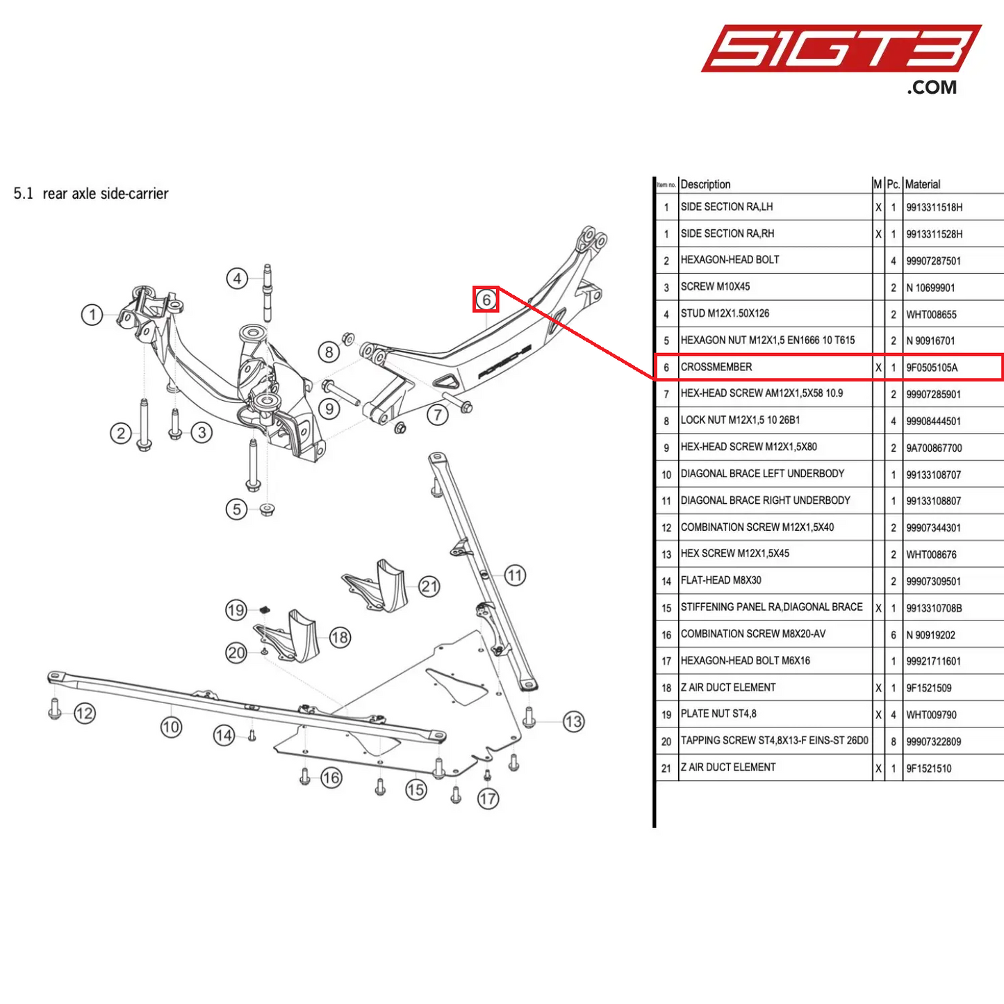 CROSSMEMBER - 9F0505105A [PORSCHE 991.1 GT3 Cup (2017)]