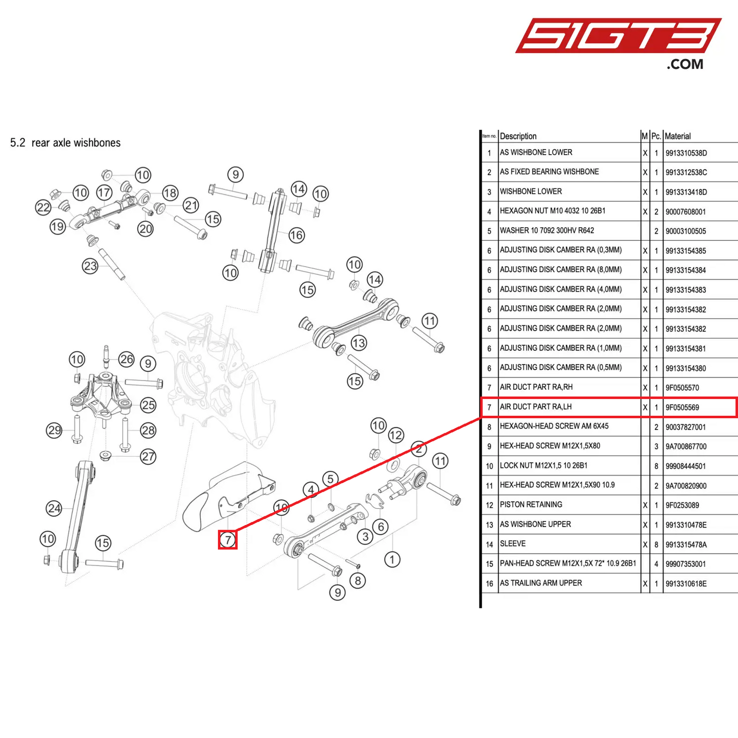 AIR DUCT PART RA,LH - 9F0505569 [PORSCHE 911 GT2 RS Clubsport]