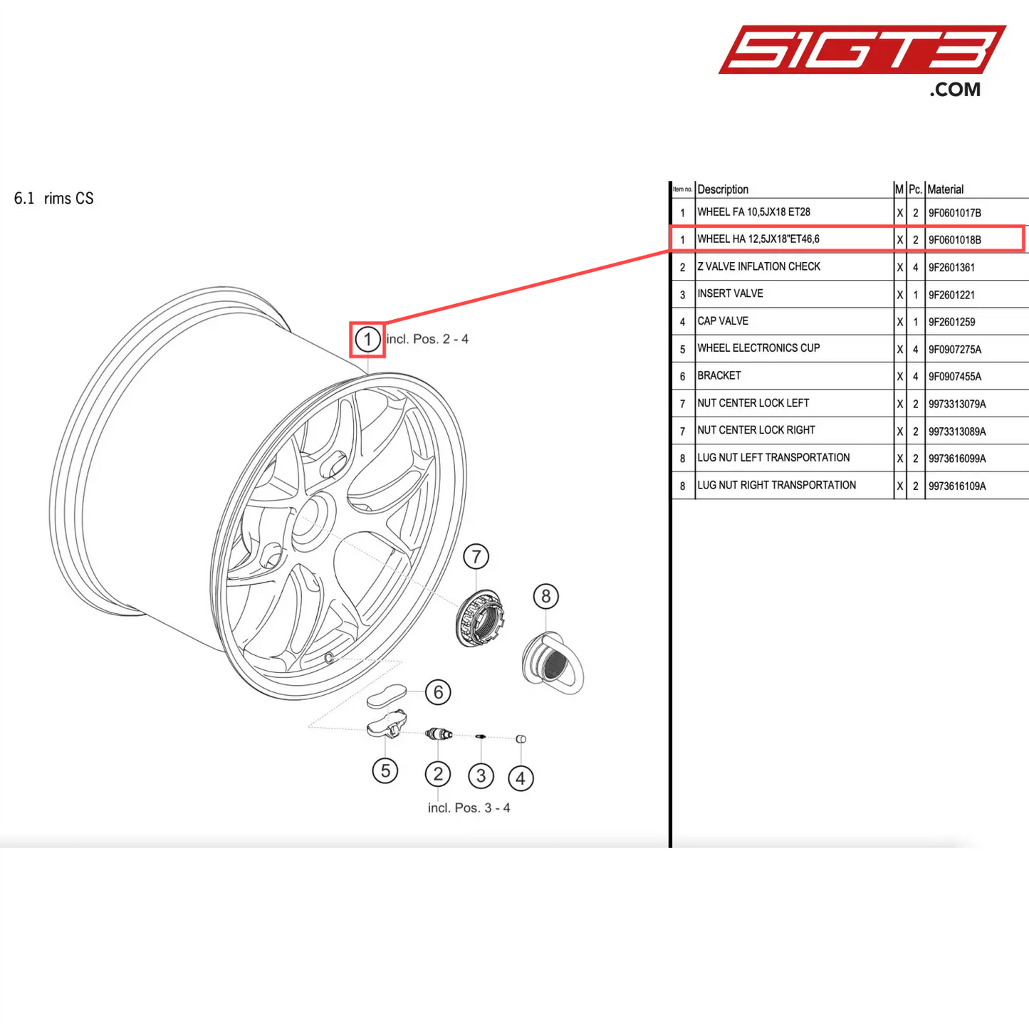 WHEEL HA 12,5JX18"ET46,6 - 9F0601018B [PORSCHE 911 GT2 RS Clubsport]