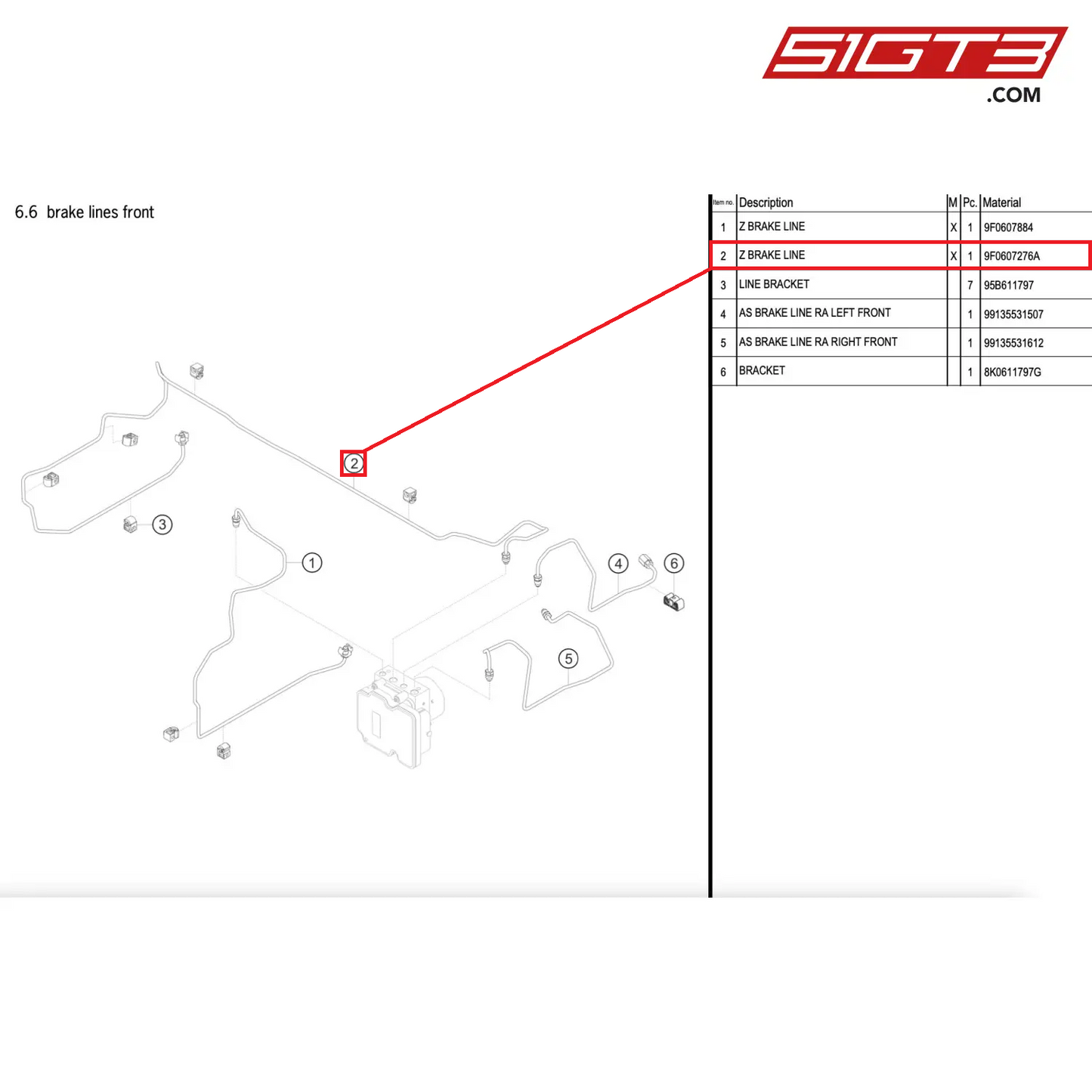 Z BRAKE LINE - 9F0607276A [PORSCHE 911 GT2 RS Clubsport]