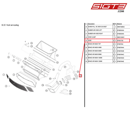 WĄŻ - 9F0612735 [PORSCHE 991.2 GT3 R]