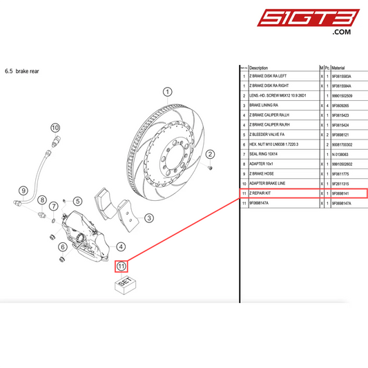 Z REPAIR KIT - 9F0698141 [PORSCHE 911 GT2 RS Clubsport]