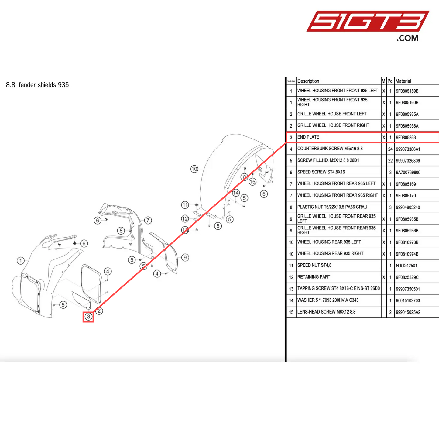 END PLATE - 9F0805863 [PORSCHE 911 GT2 RS Clubsport]