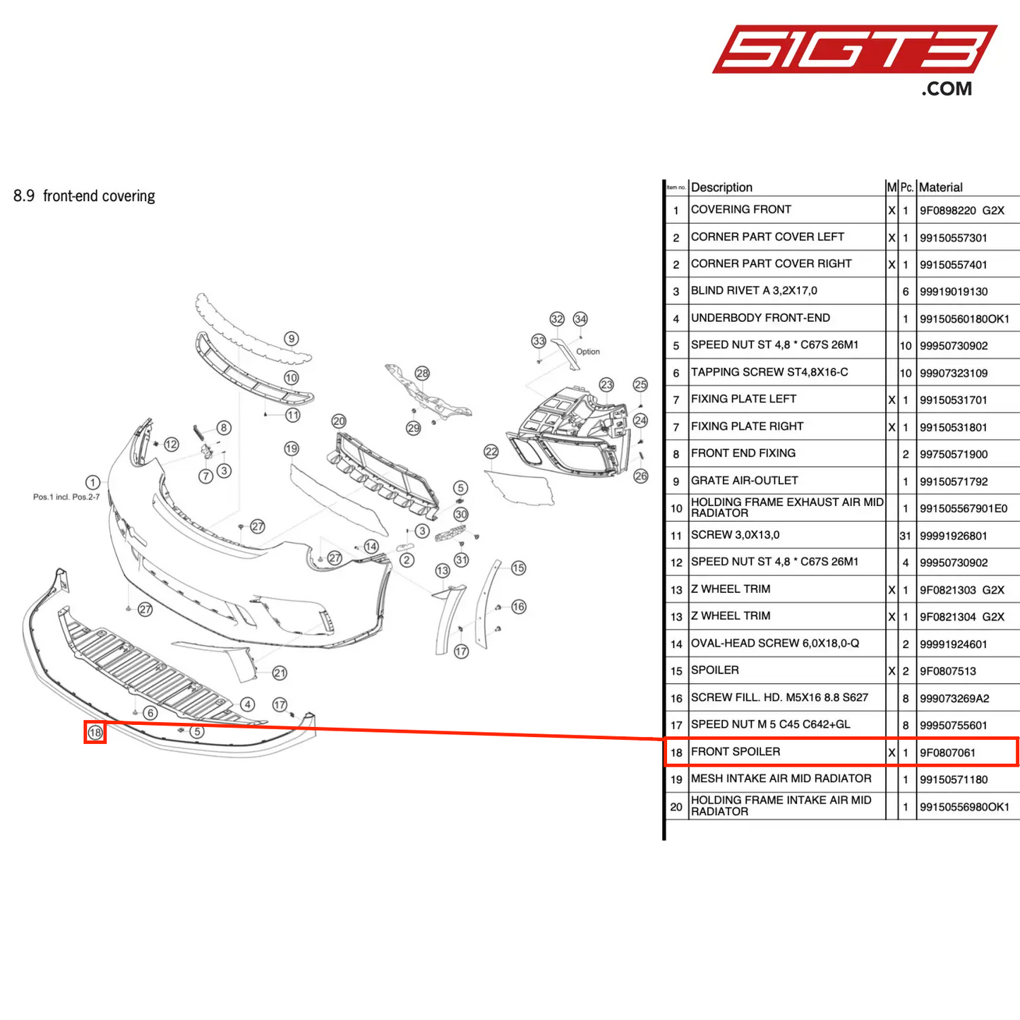 FRONT SPOILER - 9F0807061 [PORSCHE 991.2 GT3 Cup]