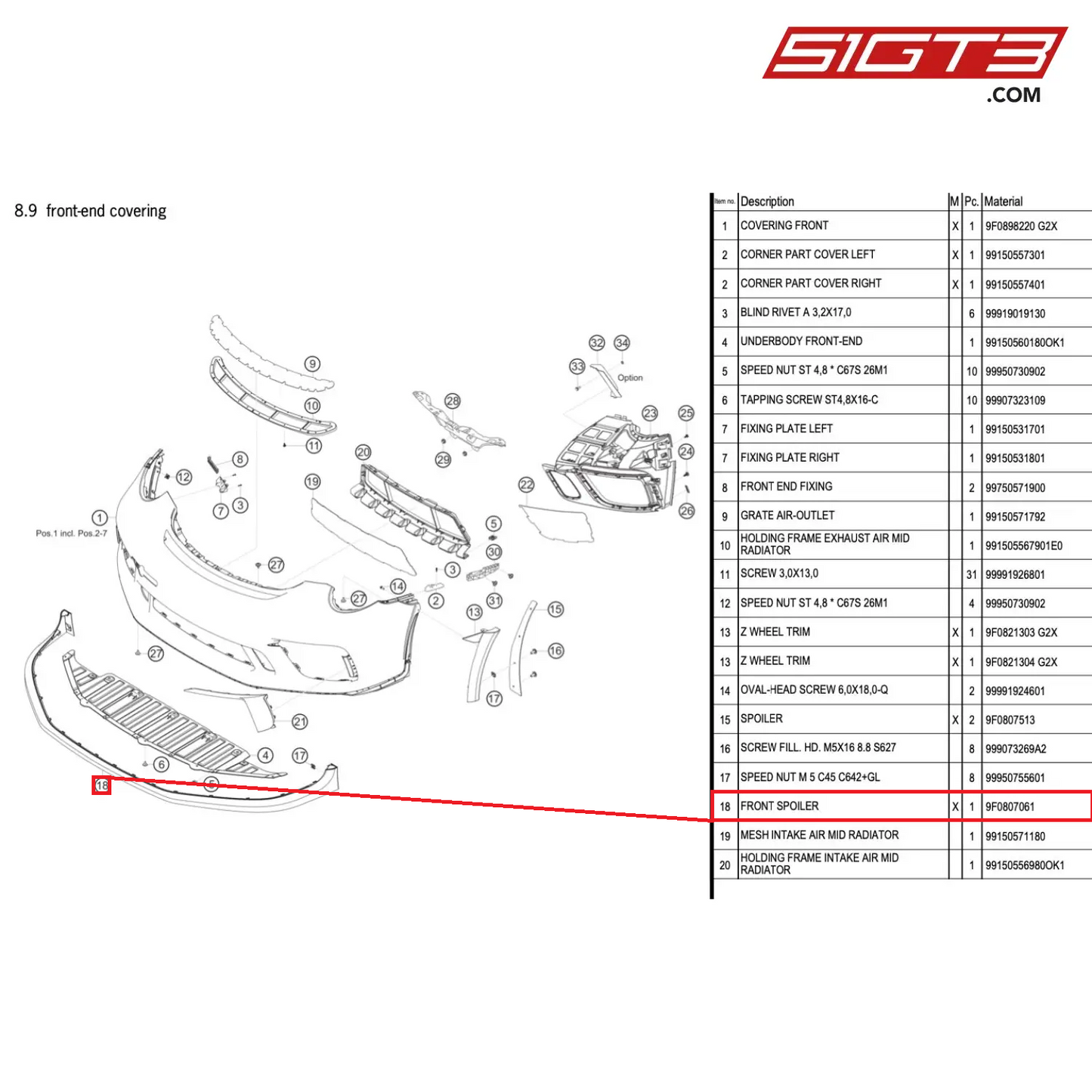 FRONT SPOILER - 9F0807061 [PORSCHE 991.1 GT3 Cup (2017)]