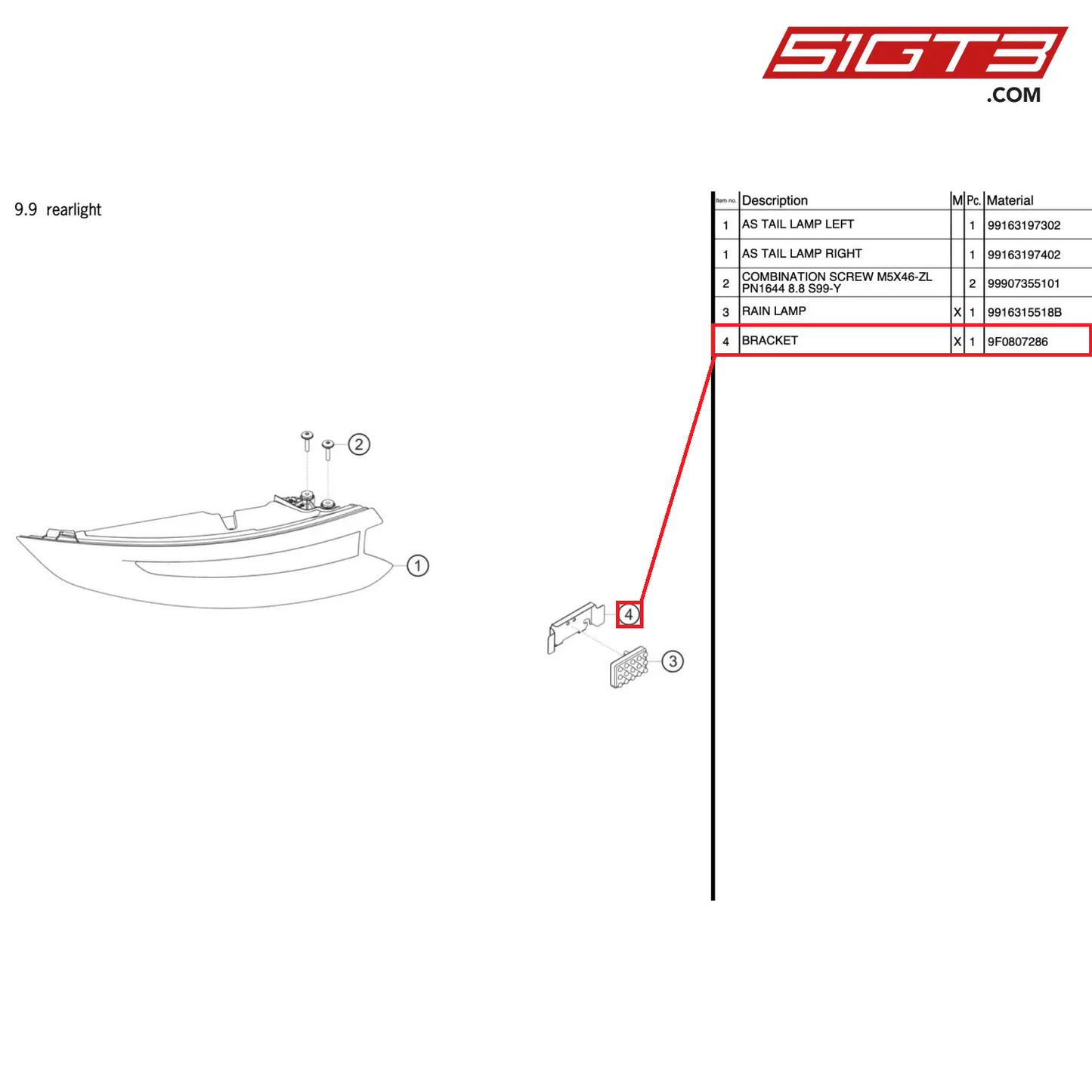 BRACKET - 9F0807286 [PORSCHE 991.2 GT3 Cup]
