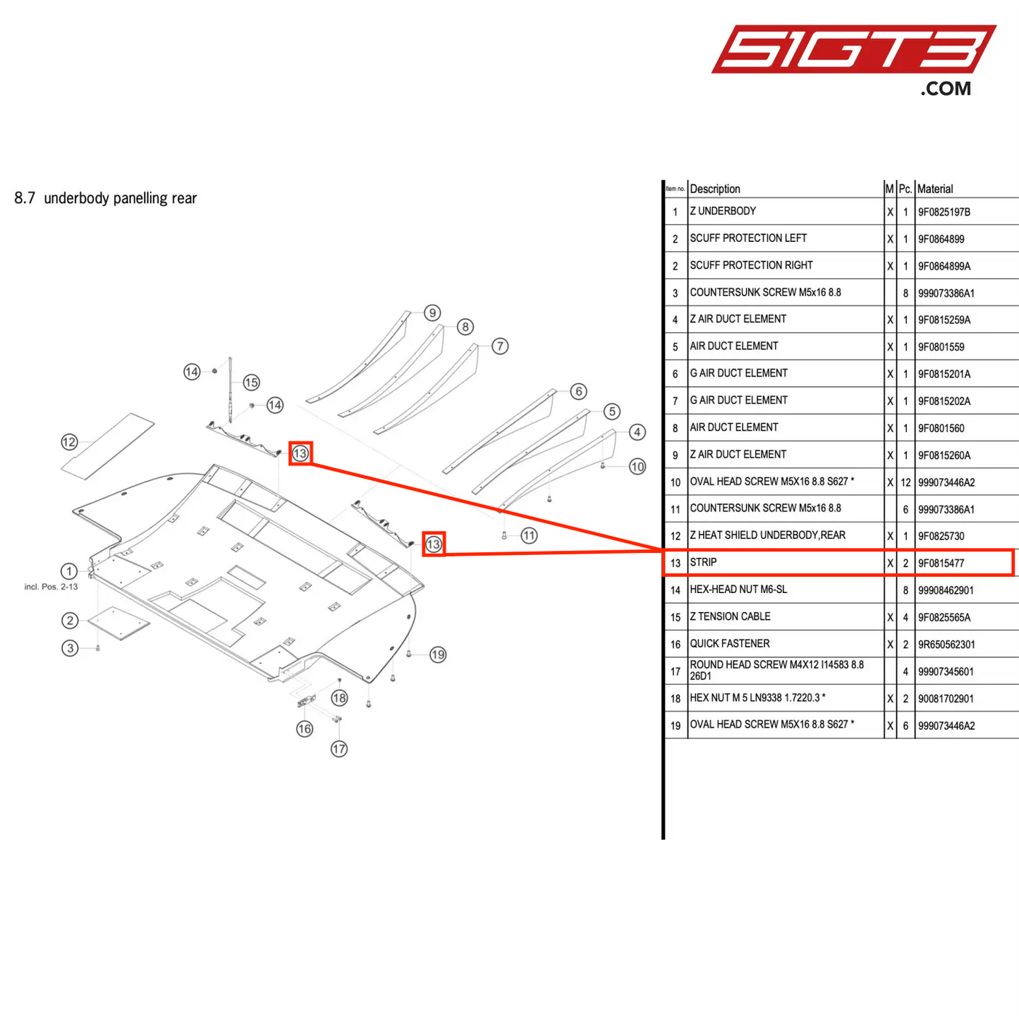 STRIP - 9F0815477 [PORSCHE 911 GT3 R Type 991 (GEN 2)]