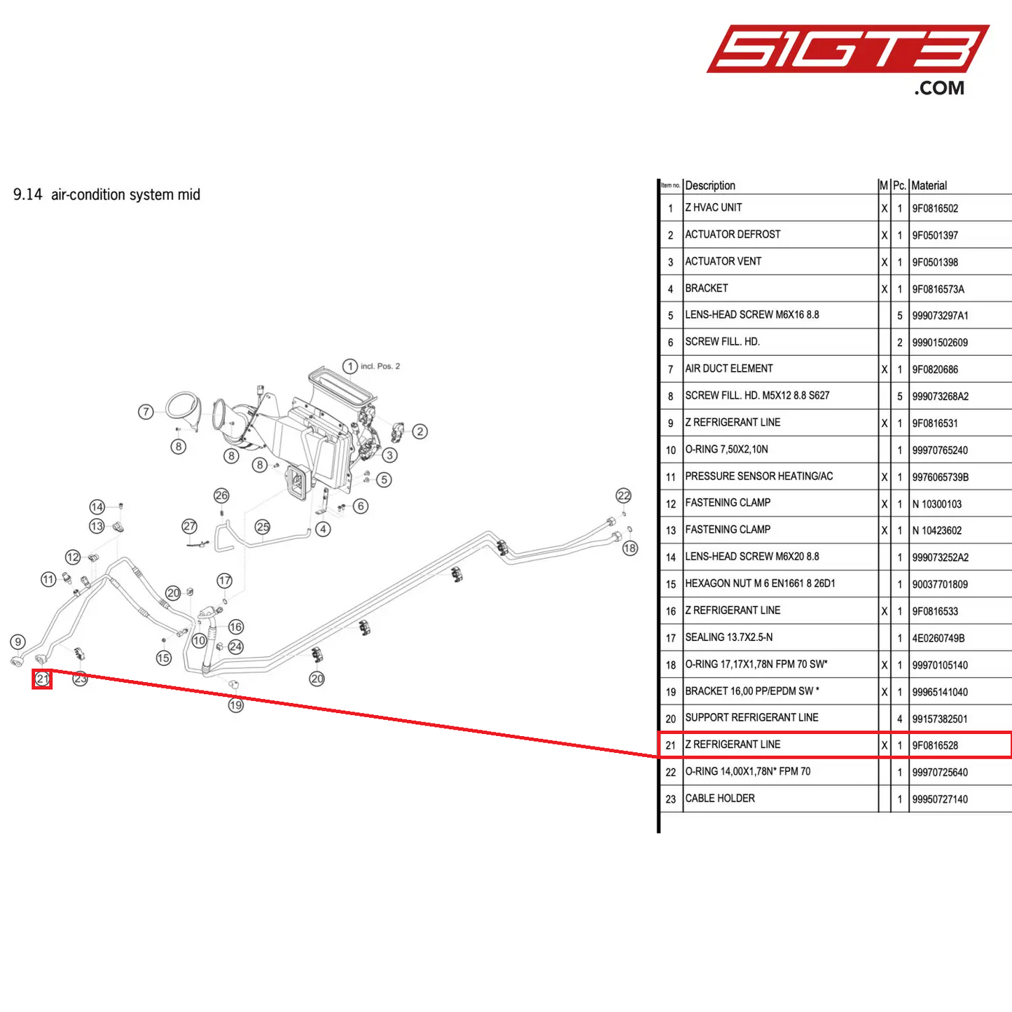 Z REFRIGERANT LINE - 9F0816528 [PORSCHE 991.2 GT3 R]