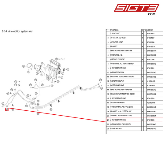 Z REFRIGERANT LINE - 9F0816528 [PORSCHE 991.2 GT3 R]