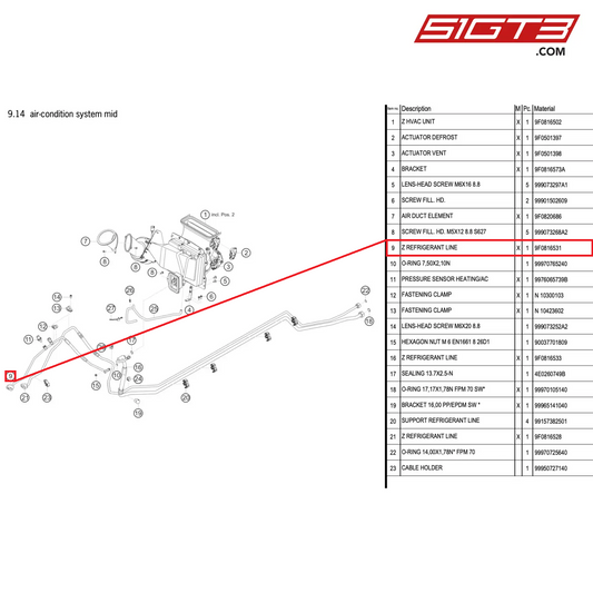 Z REFRIGERANT LINE - 9F0816531 [PORSCHE 991.2 GT3 R]