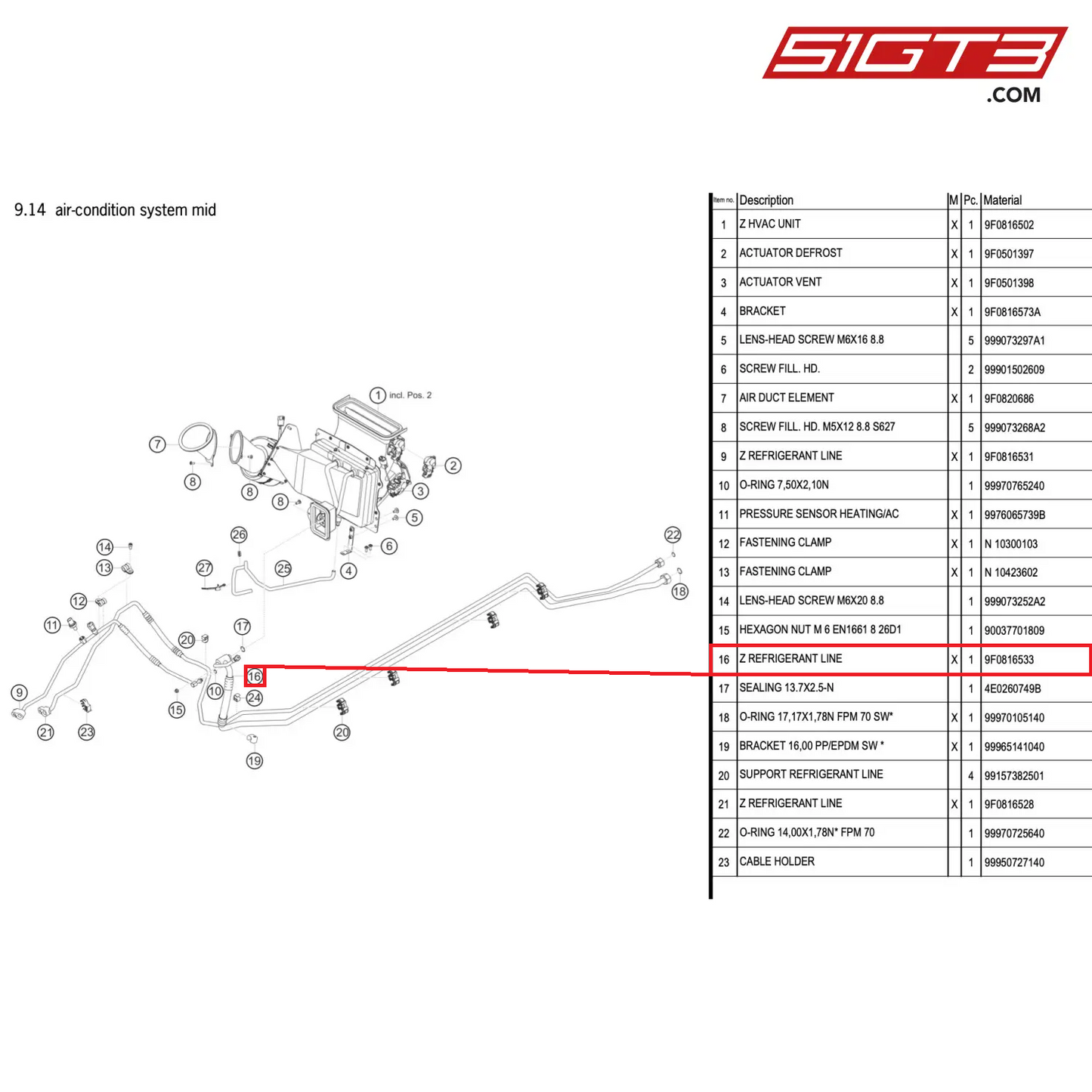 Z REFRIGERANT LINE - 9F0816533 [PORSCHE 991.2 GT3 R]