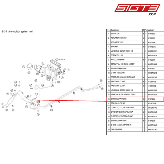 Z REFRIGERANT LINE - 9F0816533 [PORSCHE 991.2 GT3 R]