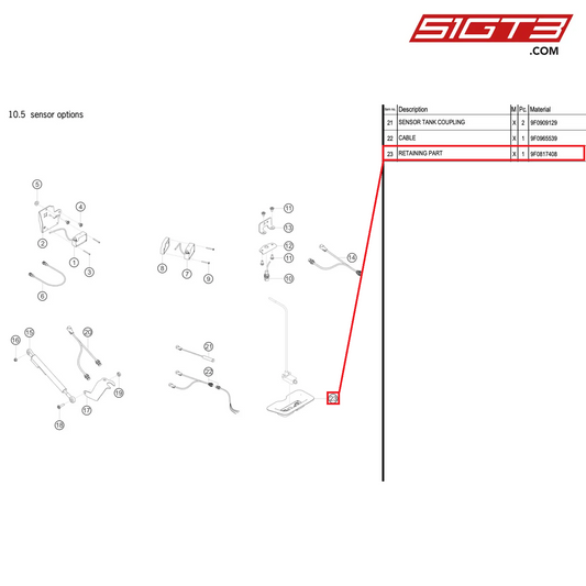 RETAINING PART - 9F0817408 [PORSCHE 992.1 GT3 R]