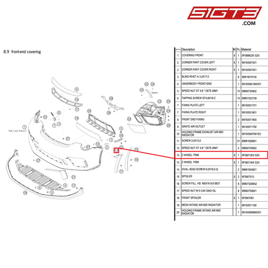 Z WHEEL TRIM - 9F0821303 G2X [PORSCHE 991.1 GT3 Cup (2017)]