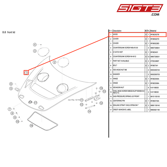 HOOD - 9F0823027B [PORSCHE 991.2 GT3 R]