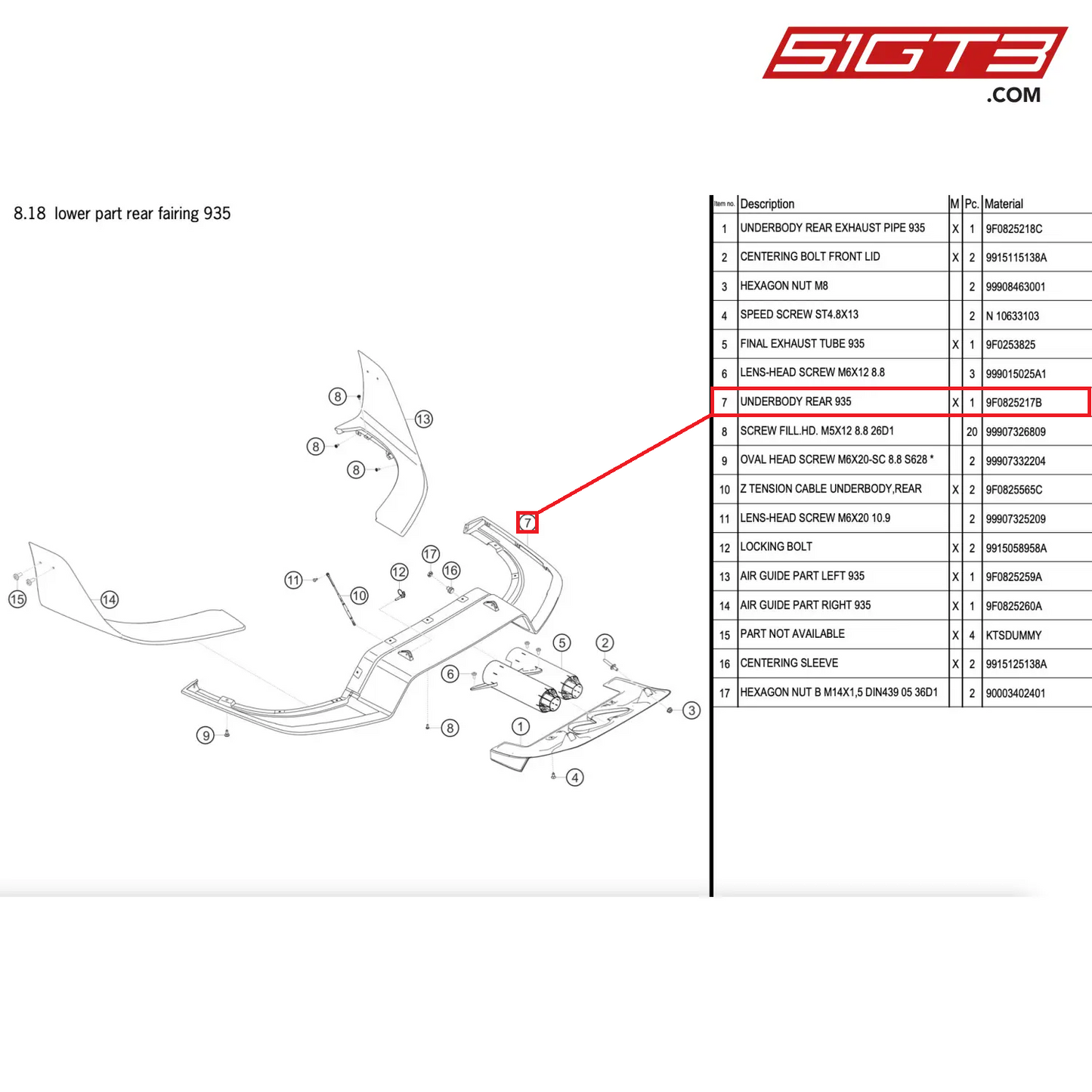 UNDERBODY REAR 935 - 9F0825217B [PORSCHE 911 GT2 RS Clubsport]