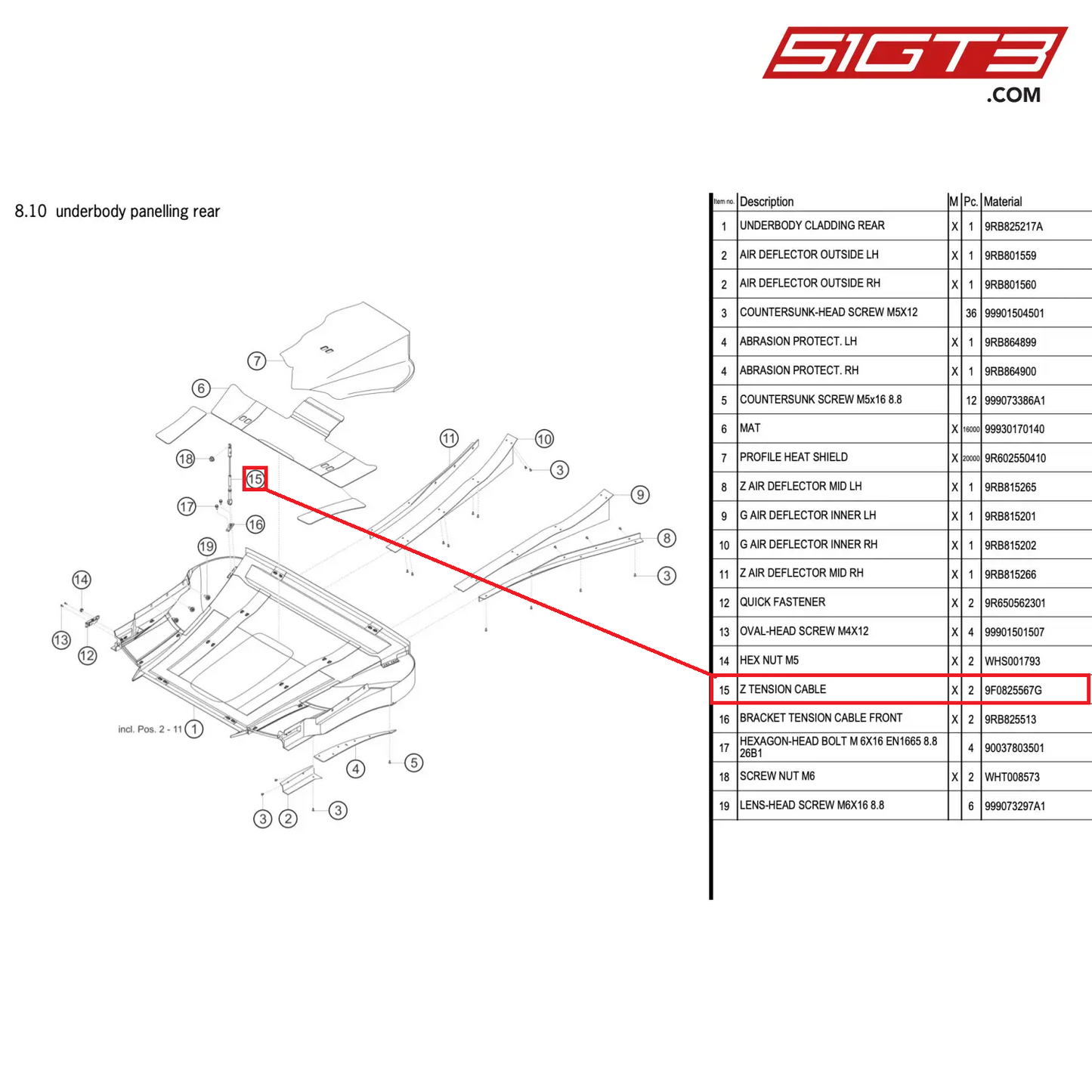 Z TENSION CABLE - 9F0825567G [PORSCHE 992.1 GT3 R]