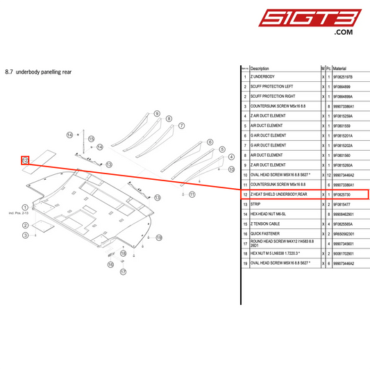 Z HEAT SHIELD UNDERBODY,REAR - 9F0825730 [PORSCHE 991.2 GT3 R]