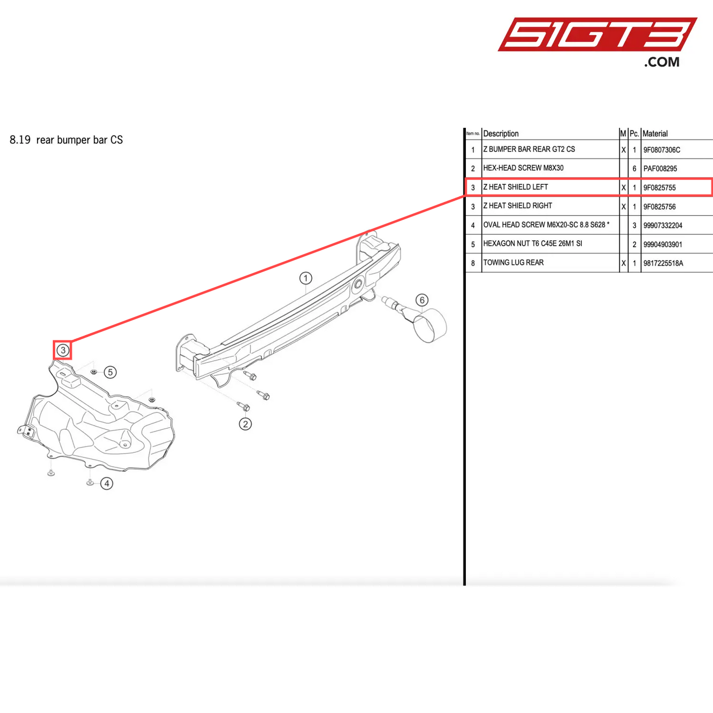 Z HEAT SHIELD LEFT - 9F0825755 [PORSCHE 911 GT2 RS Clubsport]