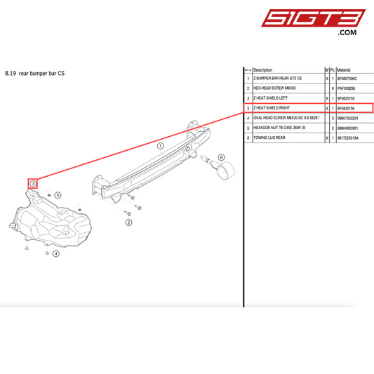 Z HEAT SHIELD RIGHT - 9F0825756 [PORSCHE 911 GT2 RS Clubsport]