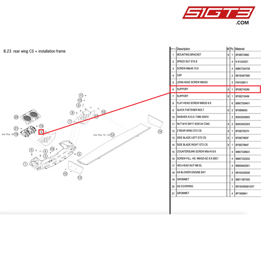 SUPPORT - 9F0827453M [PORSCHE 911 GT2 RS Clubsport]