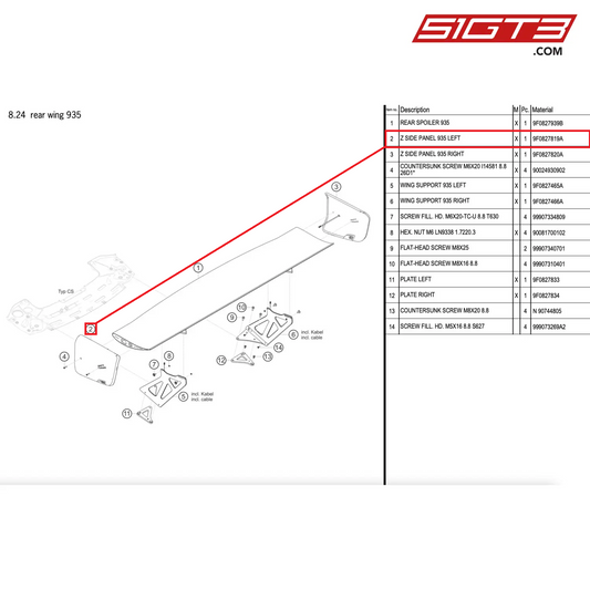 Z SIDE PANEL 935 LEFT - 9F0827819A [PORSCHE 911 GT2 RS Clubsport]