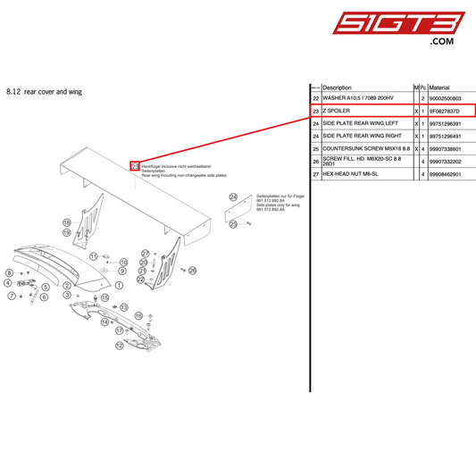 Z SPOILER - 9F0827837D [PORSCHE 991.2 GT3 Cup]