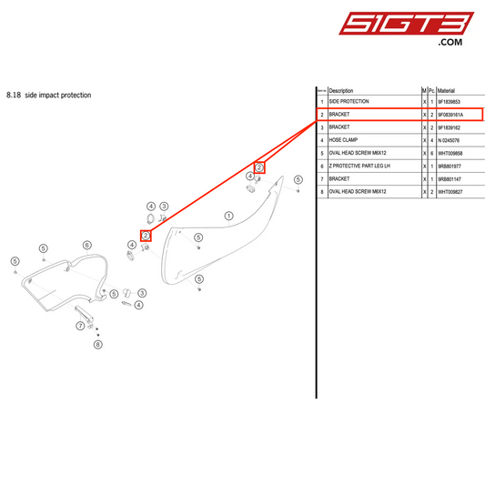 BRACKET - 9F0839161A [PORSCHE 992.1 GT3 R]