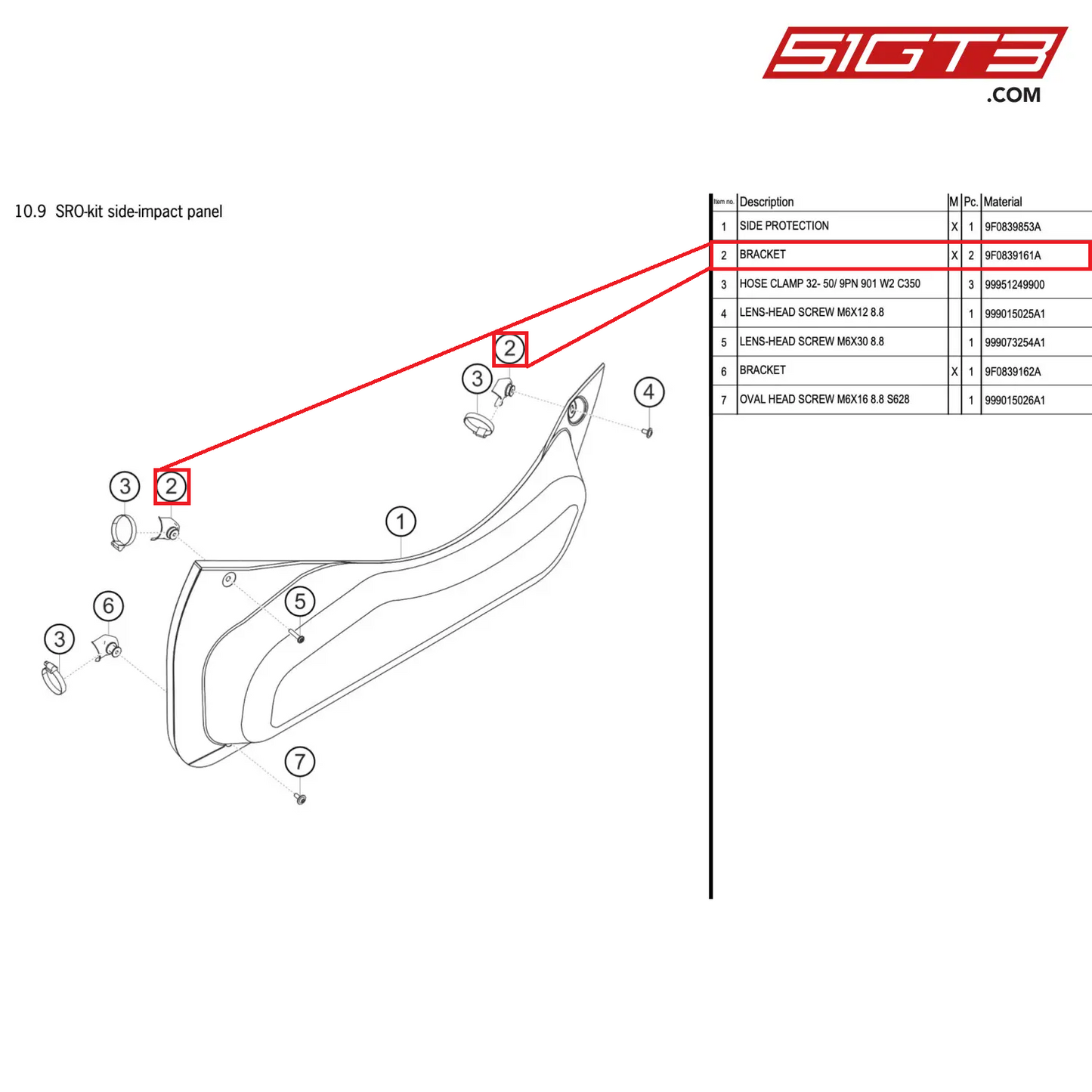 BRACKET - 9F0839161A [PORSCHE 911 GT2 RS Clubsport]