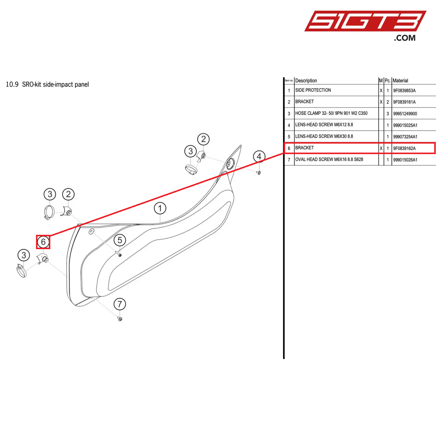 BRACKET - 9F0839162A [PORSCHE 911 GT2 RS Clubsport]