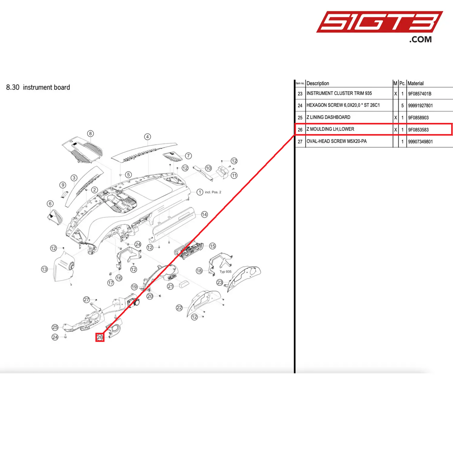 Z MOULDING LH,LOWER - 9F0853583 [PORSCHE 911 GT2 RS Clubsport]