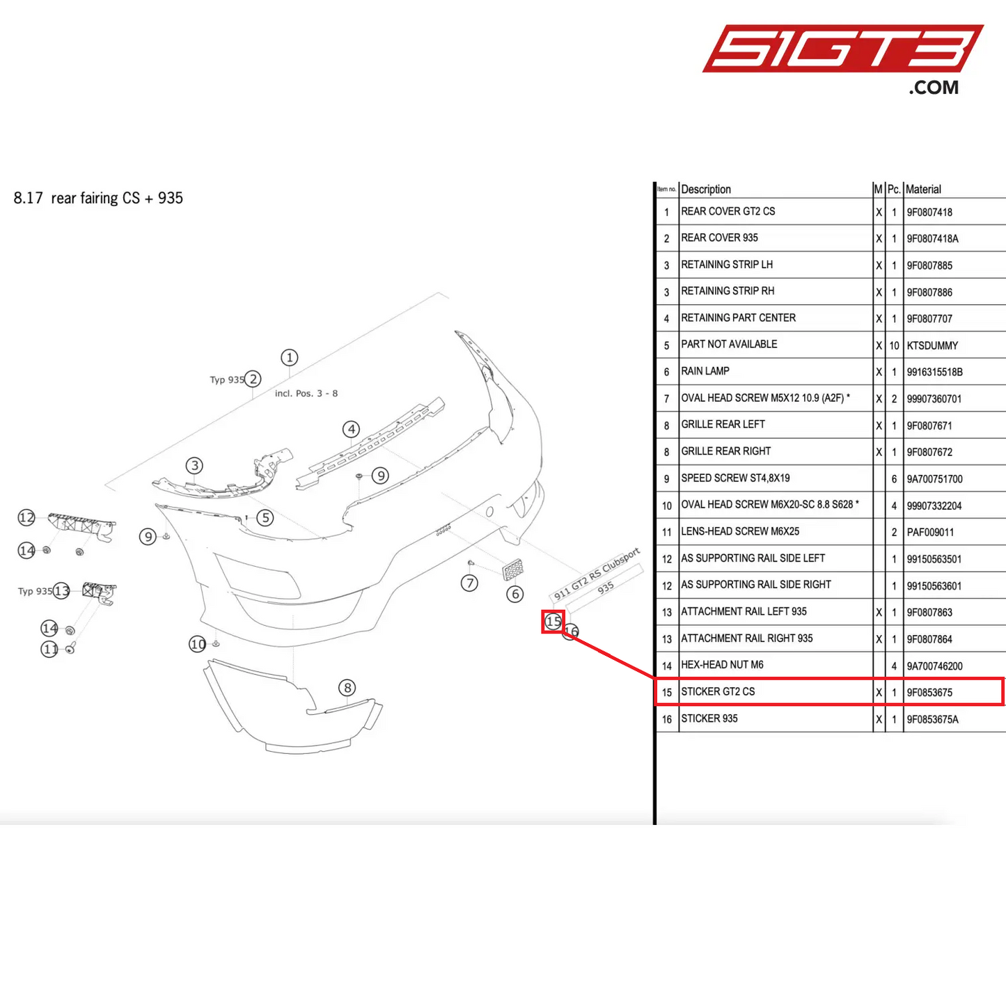 STICKER GT2 CS - 9F0853675 [PORSCHE 911 GT2 RS Clubsport]