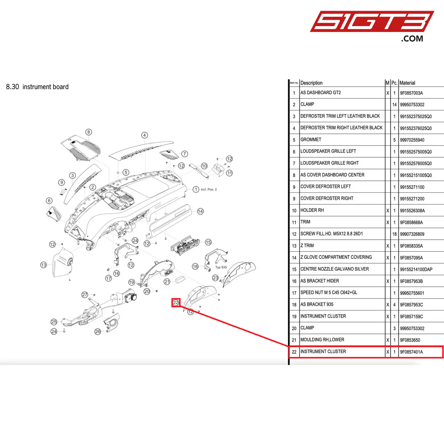 INSTRUMENT CLUSTER - 9F0857401A [PORSCHE 911 GT2 RS Clubsport]