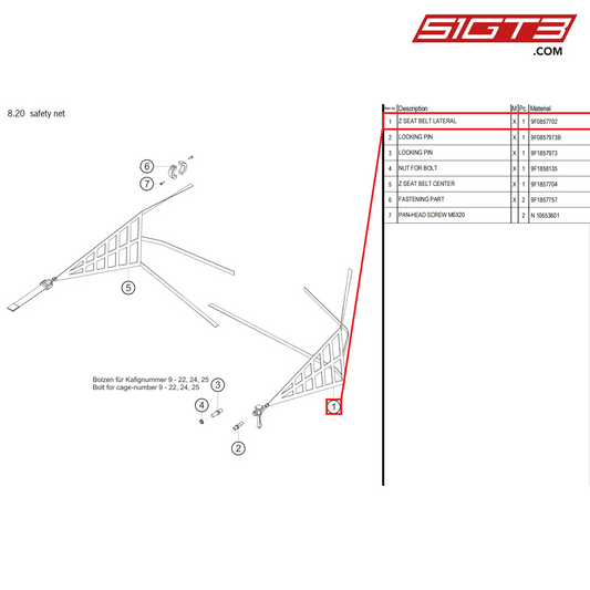 Z SEAT BELT LATERAL - 9F0857702 [PORSCHE 992.1 GT3 Cup]